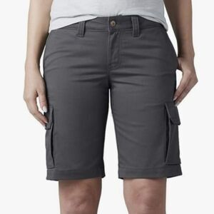 Dickies Women's 11" Relaxed Fit Stretch Cargo Shorts Size 8 Gray Work Chore Hike